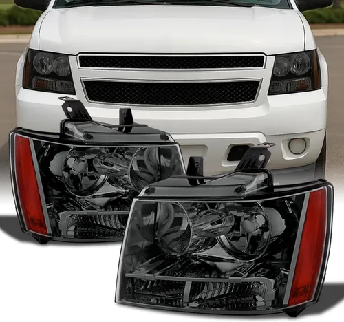 Miniatura 6 de AKKON - Para faros delanteros con bisel negro 07-13 Suburban Tahoe Avalanche Reemplazo directo izquierdo + derecho, luz baja: H11, luz alta: 9005