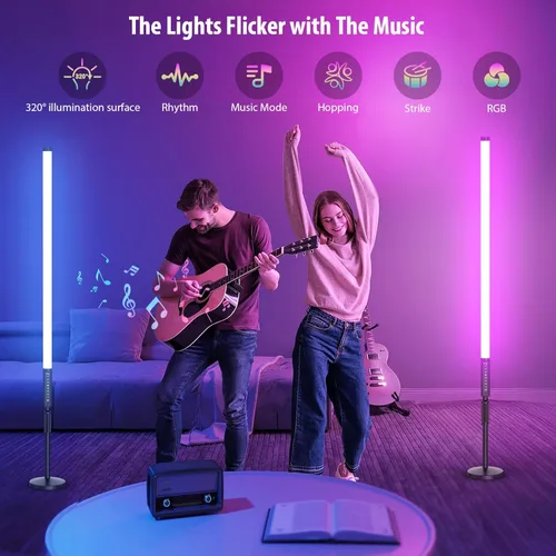 Miniatura 2 de Paquete de 6 tubos RGB de 3 pies de luz portátil de 5000 mAh con batería LED con soporte y control remoto, 500 efectos de iluminación, barra de luz