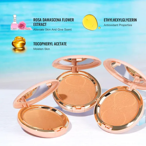 Miniatura 5 de Oulac Shimmer Bronzer - Maquillaje facial en polvo con espejo, aspecto bronceador natural SunKissed, bronceador crema altamente pigmentado, brillo