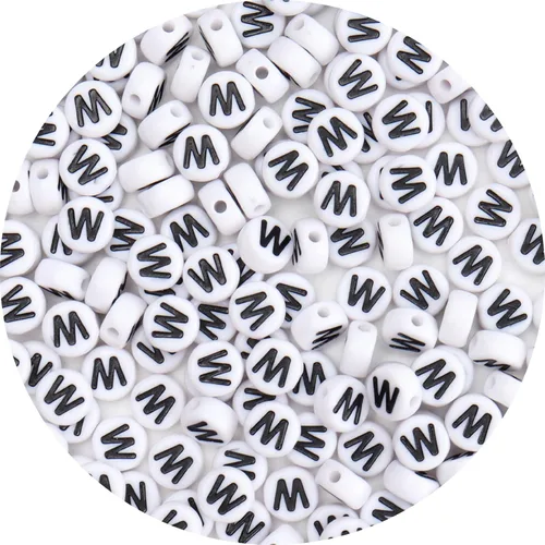 Miniatura 30 de 100 cuentas de letras – Cuentas redondas blancas del alfabeto acrílico de 0.16 x 0.27 pulgadas para hacer joyas, pulseras, collares y llaveros