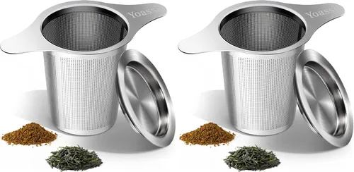 Miniatura 7 de Infusor de té de malla extra fina de acero inoxidable 18/8 con gran capacidad y tamaño perfecto con asas dobles para colgar en teteras, tazas