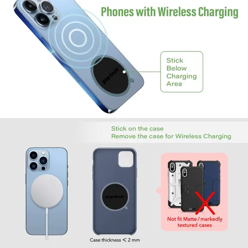 Miniatura 6 de Placa de metal para imán de teléfono, paquete de 8 discos magnéticos de repuesto, placa de montaje mágica con respaldo adhesivo para empuñaduras