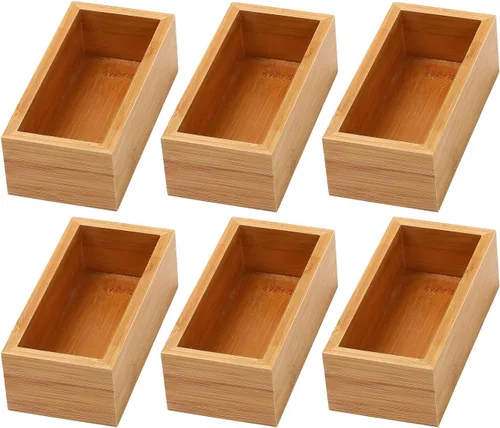 Miniatura 13 de YBM HOME Caja organizadora de cajones de bambú para cajón de cocina, oficina, dormitorio, habitación de los niños, manualidades, costura y baño