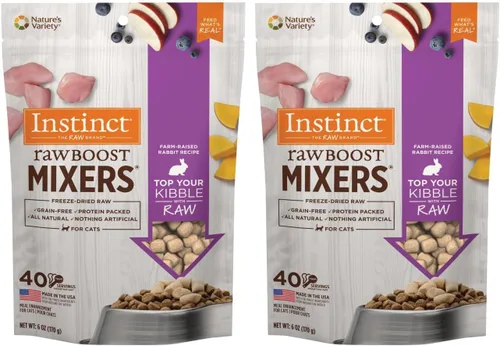 Miniatura 12 de Instinct Guarnición liofilizada de alimento para gato Raw Boost Mixers sin granos, receta completamente natural de Nature's Variety, Conejo