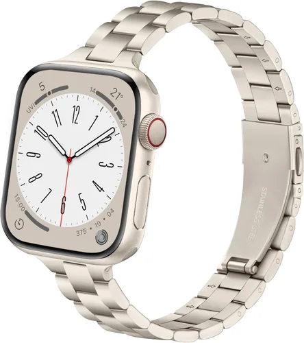Miniatura 14 de Lenrao Correas delgadas de acero inoxidable compatibles con Apple Watch de 38mm 40mm 41mm 42mm 44mm 45mm 46mm para mujeres, correas de metal