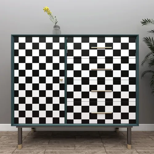 Miniatura 3 de Decotalk Papel Tapiz a Cuadros Despegar y Pegar para Salpicadero de Cocina Papel de Pared Blanco y Negro Decoración de Tablero de Ajedrez
