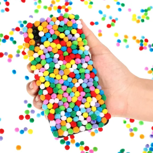 Miniatura 4 de Shappy 2000 pompones de 0.3 in para hacer manualidades, mini bolas pequeñas de Navidad de colores surtidos, pompones elásticos para suministros