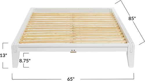 Miniatura 2 de Main + Mesa Yume - Cama moderna de plataforma de madera maciza con carpintería japonesa, acabado negro, tamaño Queen