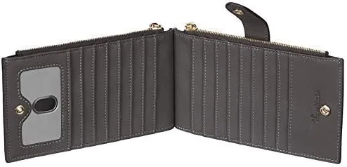 Miniatura 4 de Travelambo Billetera plegable con bloqueo RFID para mujer, con bolsillo con cremallera