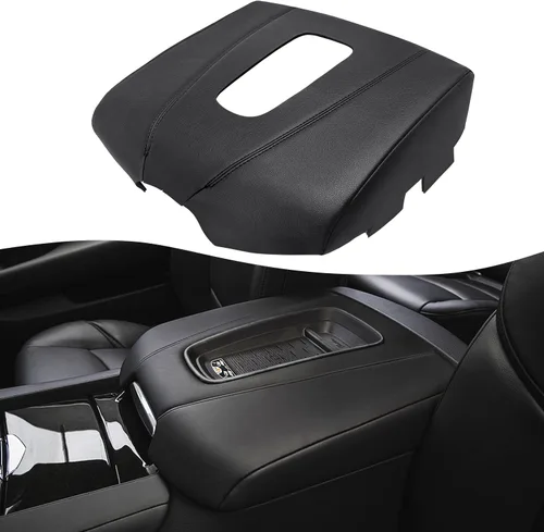 Miniatura 9 de KBH Funda para reposabrazos de consola central para Cadillac Escalade 2015-2020, borde de cuero de vinilo, protector de cojín de consola central