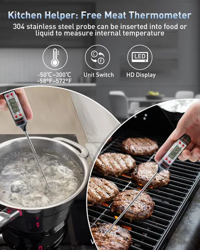 Miniatura 4 de Eventek Pistola de termómetro infrarrojo, [3 en 1] -58°F ~ 1112°F (-58.0 °F ~ 1,112.0 °F) pistola de temperatura láser digital para cocinar, horno