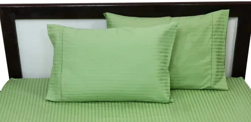 Miniatura 9 de Juego de 2 fundas de almohada de lujo para dormir con funda suave y transpirable, 100% algodón, 800 hilos, almohadas de rayas azul claro estándar