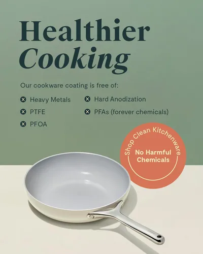Miniatura 6 de Caraway Dúo de Sartenes de Cerámica con Tapas de Vidrio - Sartenes Antiadherentes (10.5" y 8") - No Tóxico, Libre de PTFE y PFOA - Apto para Horno