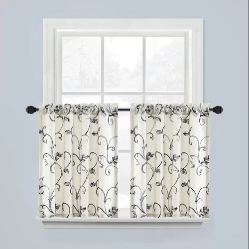 Miniatura 44 de VOGOL - Cenefa de cortinas bordadas con vides, cenefa con bolsillo para ventanas, 52 x 18 pulgadas, verde pasto