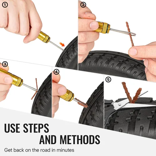 Miniatura 6 de BWSHLF Kit de reparación de neumáticos de bicicleta sin cámara para bicicletas de montaña y bicicletas de carretera, kit de tapones de neumáticos