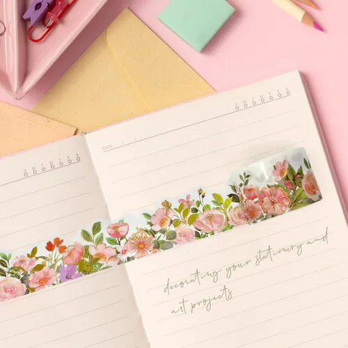 Miniatura 3 de allydrew Cinta Washi de lámina dorada metálica floral de paisaje, 1.181 in x 9.8 ft, flores ruborizadas Blushing Blossoms