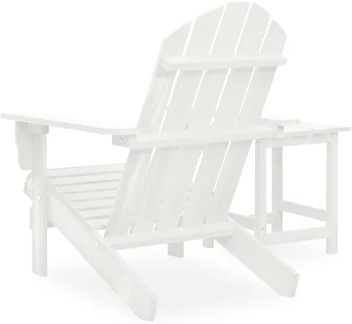 Miniatura 4 de Silla Adirondack para patio con mesa de madera de abeto maciza, color blanco, juego de muebles de patio al aire libre, juego de asientos de jardín