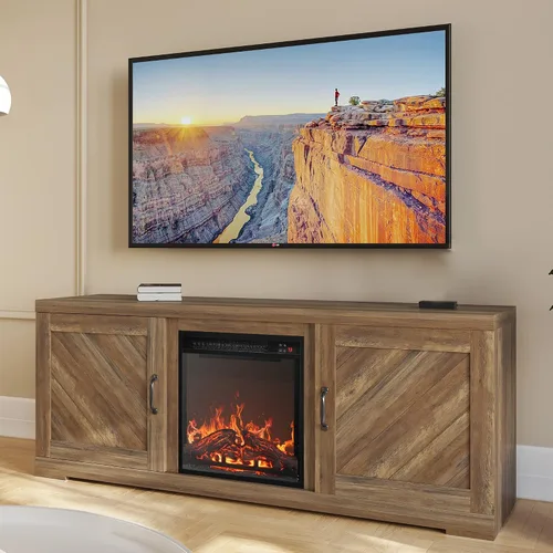Miniatura 10 de BELLEZE Hilo 58" puerta de granero TV consola para televisores de hasta 65" Espresso