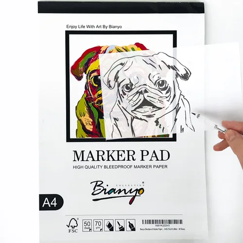 Miniatura 5 de Bianyo Bloc de papel marcador a prueba de sangrado, A4 (8.27 x 11.69 pulgadas), 50 hojas/bloc, paquete de 2 blocs, 18 libras/70 GSM, encuadernado