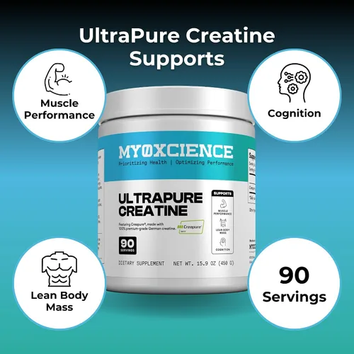 Miniatura 4 de MYOXCIENCE Creapure® Creatina 5 Gramos de Monohidrato de Creatina Alemán por Porción Apoya el Rendimiento Muscular, Masa Corporal Magra