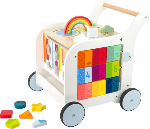 Small Foot Wooden Toys - Andador de elefante dulce prémium y centro de actividades 5 en 1 diseñado para niños pequeños de 12 meses en adelante