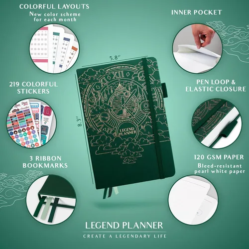Miniatura 2 de Legend Planificador Semanal Colorido 2ª Edición – Agenda de Vida y Trabajo Sin Fecha para Gestión del Tiempo, Establecimiento de Objetivos, Lámina