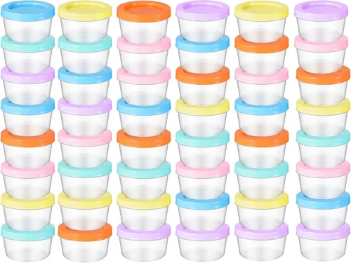 Miniatura 8 de Tanlade 24 recipientes de almacenamiento de alimentos para bebés, 7 onzas, pequeños recipientes de plástico con tapas, cuencos reutilizables