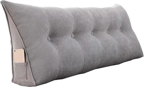 Miniatura 25 de Almohada de cuña para pared de cama, cabecera de almohada de respaldo de cama, almohada de lectura triangular grande, con funda extraíble