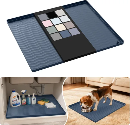 Miniatura 57 de URMONA Tapete de silicona impermeable para debajo del fregadero, 34 x 22 pulgadas, forro para estante de cocina y baño, protector de gabinetes