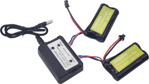 Miniatura 4 de Batería de iones de litio de 7.4 V 2000 mAh con enchufe SM-2P con cargador 2 en 1 para skytech H101 H103 H105 RC barco y MN D90/91, MN 99/99s RC Car