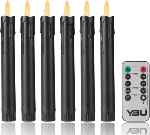 Miniatura 8 de YBU Velas cónicas sin llama con control remoto de 7 pulgadas, velas LED con temporizador de luz parpadeante, atenuador, velas de ventana a