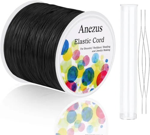 anezus - Cuerda elástica para pulseras, cordón elástico de cuentas de joyería con 2 agujas grandes para cuentas de semillas, cuentas de poni,