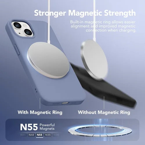 Miniatura 3 de GONEZ Funda magnética para iPhone 14, compatible con Magsafe, con protector de pantalla + protector de cámara, forro de microfibra antiarañazos