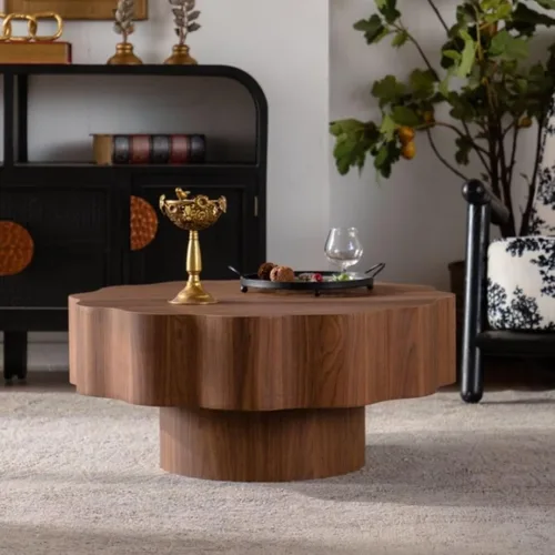 Miniatura 32 de KEVINSPACE Mesa de centro redonda de 35.43 pulgadas para sala de estar, pedestal de madera redonda, mesa de centro para sala, mesa de centro