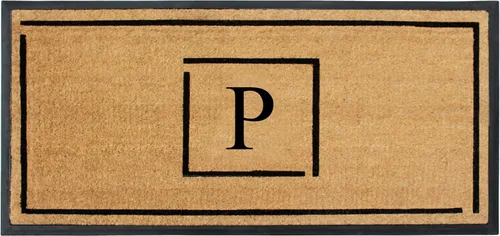 Miniatura 73 de A1HC - Tapete de puerta con monograma de fibra de coco natural para puerta delantera, 24 x 48, felpudo duradero tratado anti-desprendimiento