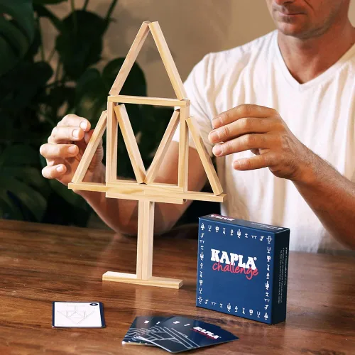 Miniatura 6 de KAPLA Challenge - Juego de construcción de madera, 16 tablones de construcción y 12 cartas de desafío