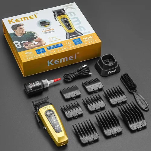Miniatura 7 de KEMEI 90-4 - Cortadora de cabello profesional para hombres, cortapelos de 11500 RPM con pantalla LED, cortapelos inalámbricos con cuchilla DLC
