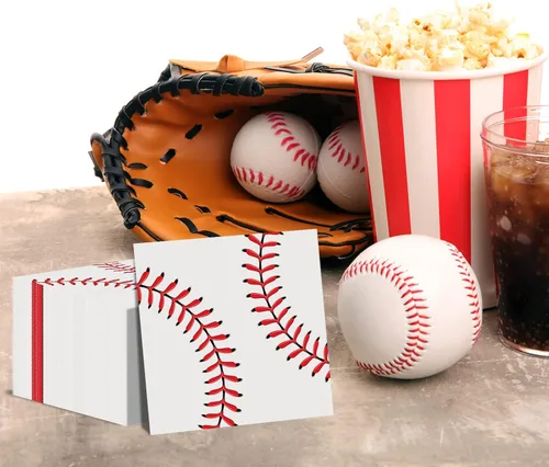 Miniatura 5 de Servilletas de béisbol para decoración de fiesta de cumpleaños, temática deportiva, servilletas de papel desechables para niños, baby shower