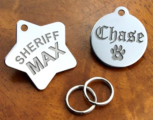 Miniatura 5 de Placa personalizable para identificación de mascotas con grabado en parte delantera y trasera, acero inoxidable para perros y gatos, normal, Negro