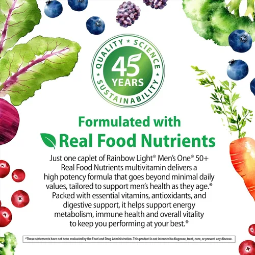 Miniatura 6 de Rainbow Light Multivitamínico para hombres 50+, Vitamina C, D y Zinc, Probióticos, Multivitamínico Men's One 50+ para hombres proporciona apoyo