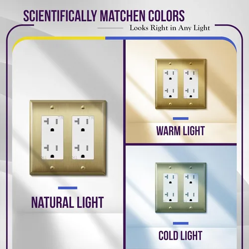 Miniatura 2 de ENERLITES Placa de pared metálica decorativa para receptáculo o interruptor, acero inoxidable 201, resistente a la corrosión, tamaño 2-Gang 4.50" x