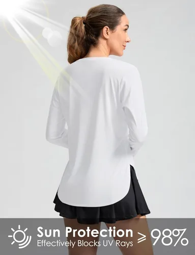 Miniatura 4 de Camisetas de sol para mujer, con protección ultravioleta FPU 50+, manga larga, ligera, de secado rápido, para entrenamiento, senderismo, para mujer