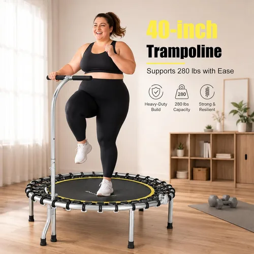 Miniatura 2 de SkyBound Mini Rebounder Trampoline for Adults Foldable Fitness Rebounder with Adjustable T-Bar Handle - 40" Exercise Trampoline for Kids & Adults