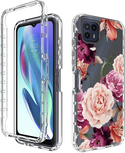 Miniatura 6 de Funda para Moto G50 5G, Motorola G50 XT2149-1 con protector de pantalla de vidrio templado, funda protectora de cuerpo completo con patrón floral