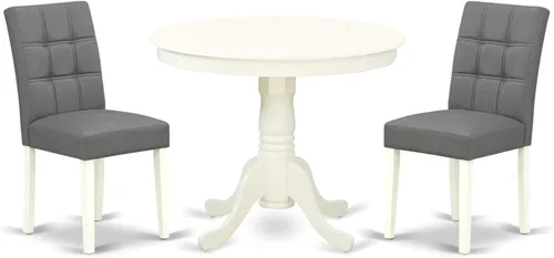 Miniatura 20 de East West Furniture ANAS3-AWA-08 Juego de mesa de comedor de cocina de 3 piezas contiene una mesa moderna y 2 sillas de comedor tapizadas de tela