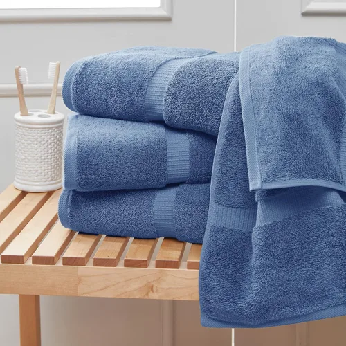Miniatura 3 de Towel Bazaar Toallas turcas de algodón de primera calidad súper suaves y absorbentes (4 toallas de baño, Wedgewood)