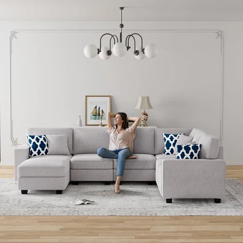 Miniatura 2 de Legend Vansen - Sofá modular en forma de U con otomano, reversible, moderno, de esquina, seccional para sala de estar