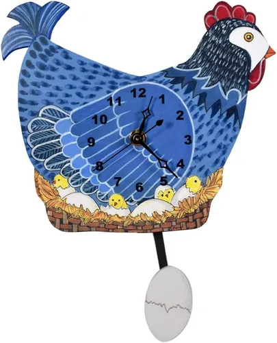 Miniatura 2 de American Made - Reloj de pared con péndulo de huevo, 11.5 x 9 pulgadas, color azul