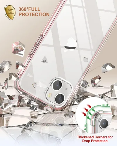 Miniatura 6 de SURITCH Funda compatible con iPhone 13 de 6.1 pulgadas 360 grados transparente a prueba de golpes de silicona a prueba de golpes [ultra híbrida]
