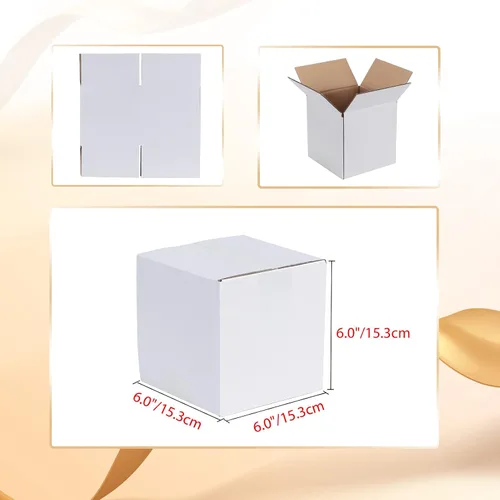 Miniatura 2 de Calenzana Juego de 40 cajas de envío de 6 x 6 x 6 pulgadas, caja de cartón corrugado blanco para embalaje de pequeñas empresas